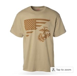 New lg Marine Corp mens tshirt. Tan brown. From Sgt. Grit made in U.S.A